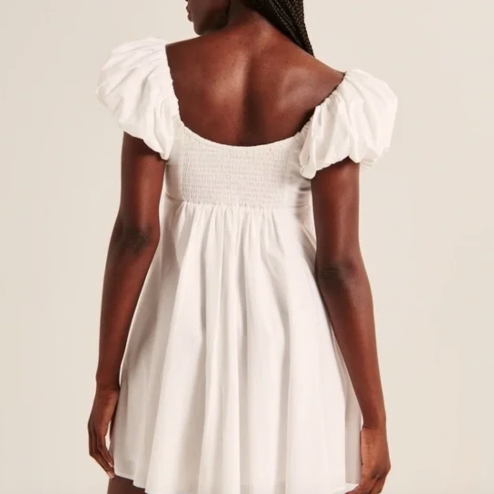 NWT Abercrombie & Fitch Ruched Puff Sleeve Mini Dress - Picture 3 of 8